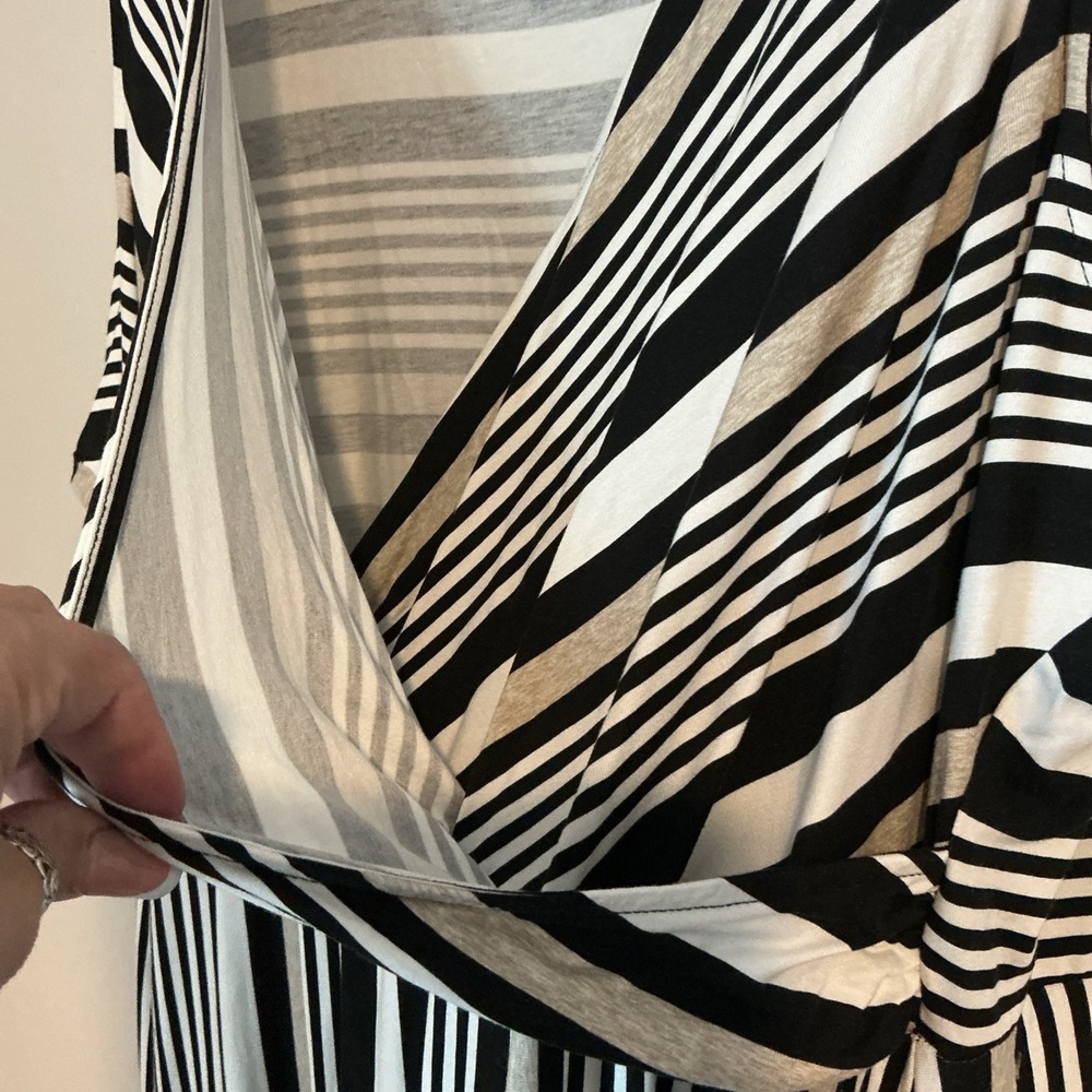 Catherines Neutral Striped Desert Springs Wrap Maxi Dress 4X 30/32W - Picture 6 of 11
